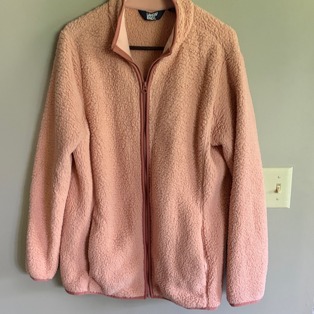 Lands' End Blush Fleece Full-Zip Jacket